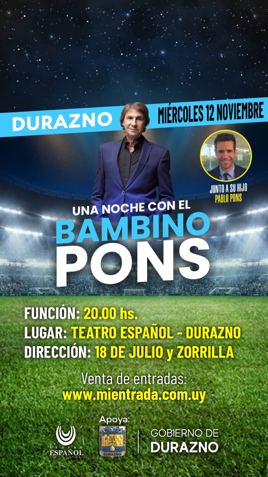 El reconocido relator argentino “Bambino” Pons llega a Durazno para un encuentro con los amantes del fútbol