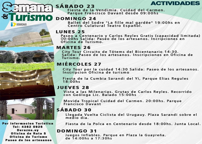 Variedad de actividades durante el asueto de Turismo