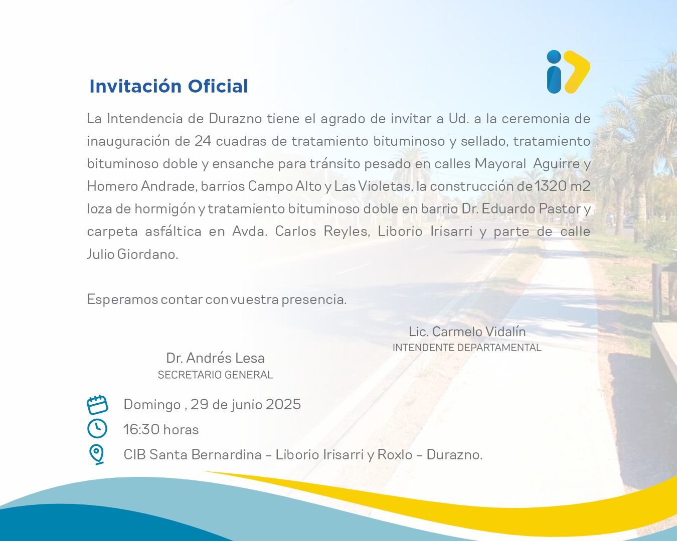 Inauguración de 24 obras viales en Santa Bernardina