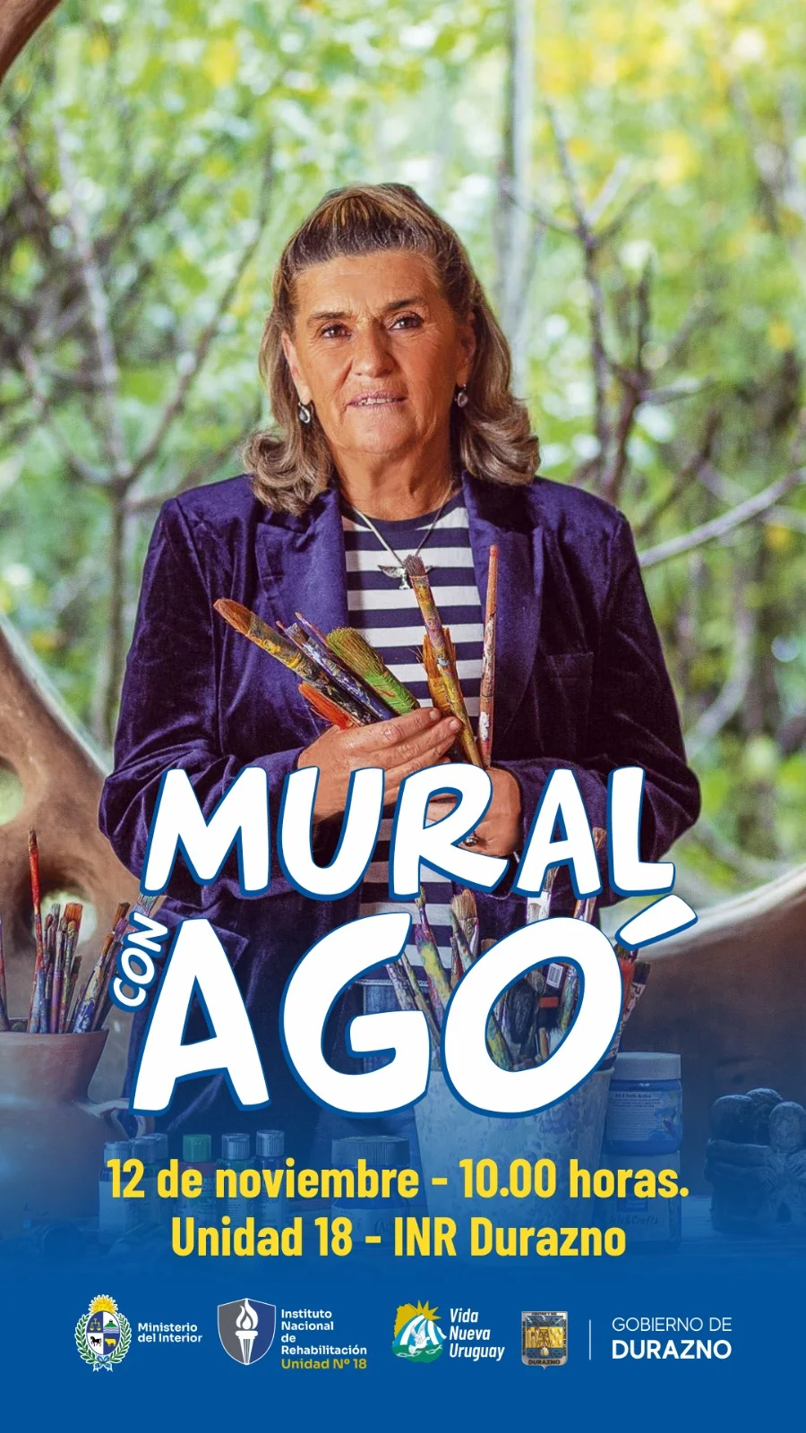 Un mural para la esperanza: Agó Páez interviene en la Unidad 18 del INR Durazno