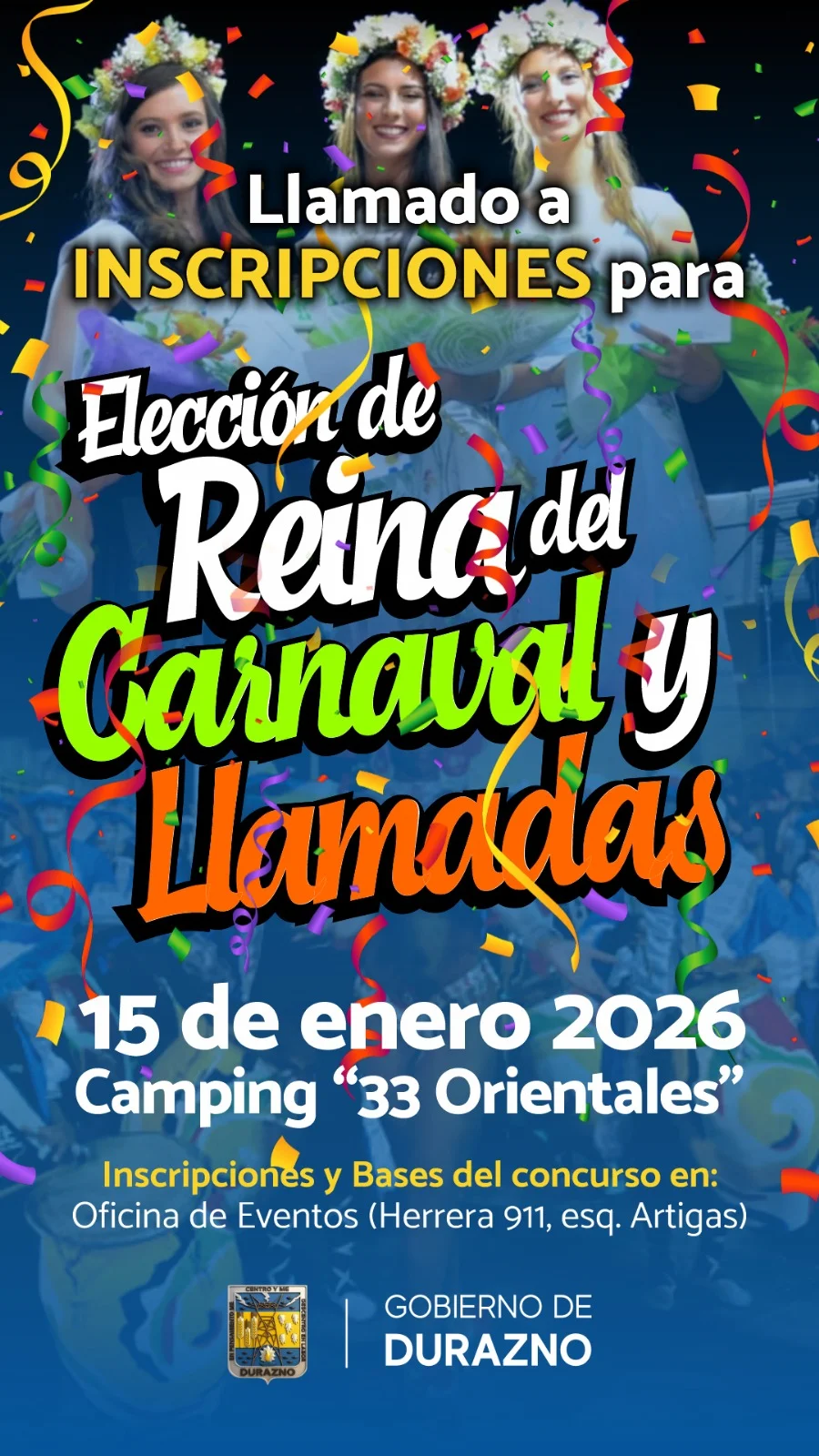 Inscripciones abiertas para participar en la elección de las reinas del Carnaval y de Llamadas 2026